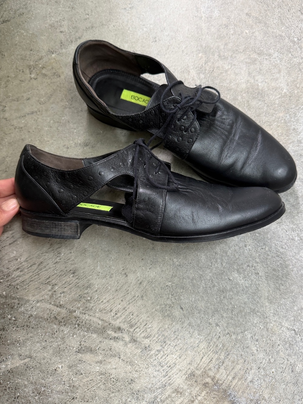 BOCAGE Black Derby Flats